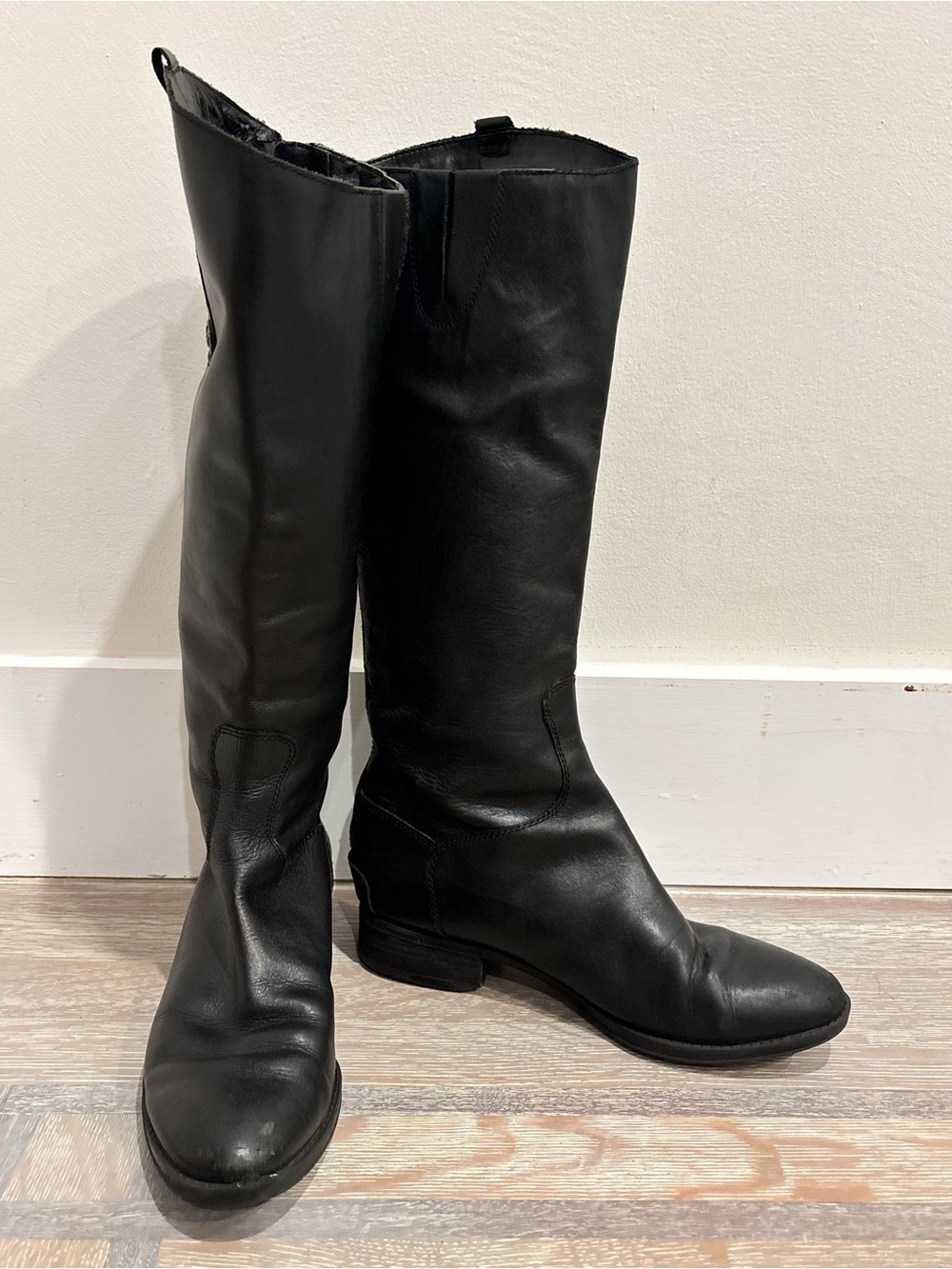 Sam Edelman Penny Women’s Black Leather Knee High Riding Boots Zip US 8.5 M